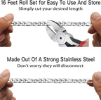 Jishi 16ft Figaro Chain Roll 6mm Silver Stainless Steel Necklace Chain - Image 7