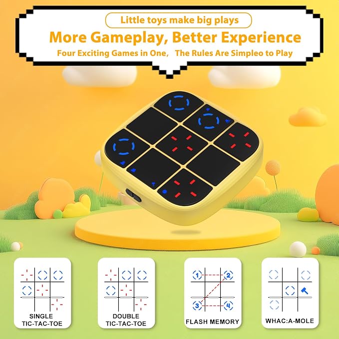 KOQQQ Rechargeable Tic-Tac-Toe Bolt Game, Upgraded 4-in-1 Handheld Puzzle - Image 2