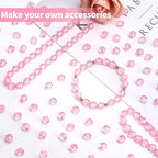 BONNY BOXX 2000pcs 4mm Acrylic Faceted Round Crystal Beads Transparent Pink - Image 4