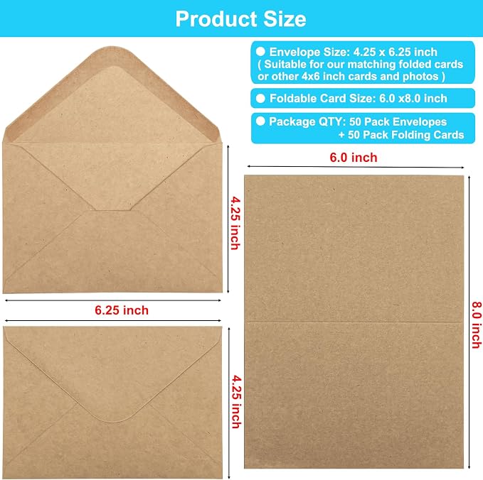 50 Pack Blank Cards and Envelopes 4x6, Folded Cardstock - Image 2