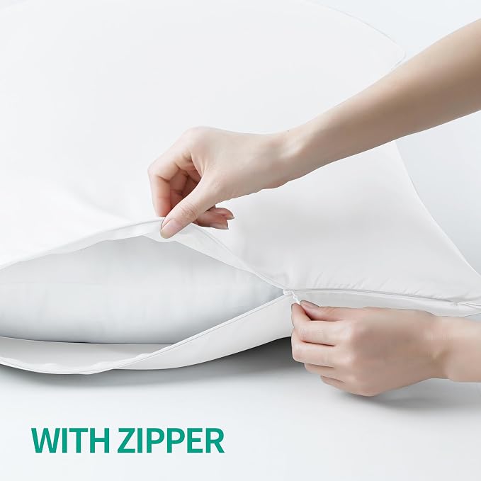 4-Pack Bamboo Viscose Zippered Pillow Cases Queen Size, 400 Thread Count - Image 4