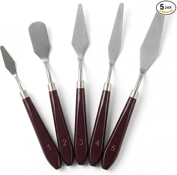 5-Piece Stainless Steel Palette Knife Set | Oil, Watercolor Painting, Cake by Unknown