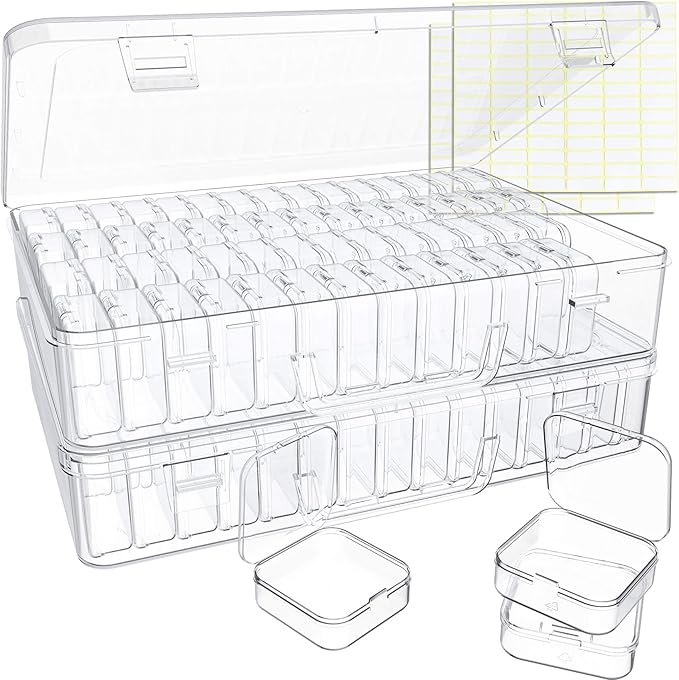 Bead Organizer Box, 120 Pack Small Clear Storage Boxes by HOXILOB