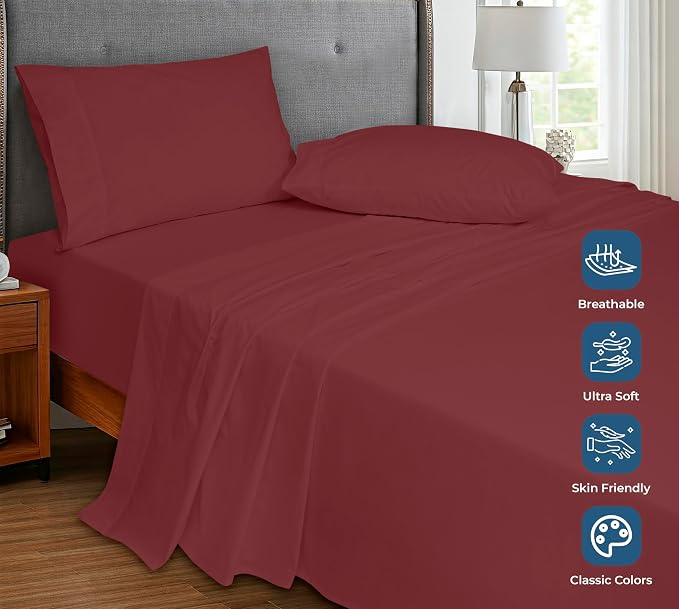 Royale Linens 100% Organic Cotton Twin XL Flat Sheet Only - Image 4