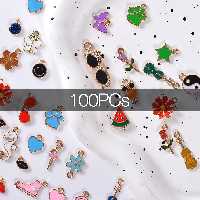 Bulk Gold Enamel Charms for Jewelry Making, Colorful Metal Charms Pendant for - Image 2