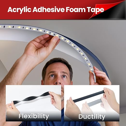 Double Sided Heavy Duty Tape, 16.4 FT × 0.5 in Mounting Adhesive Foam Tape - Image 4