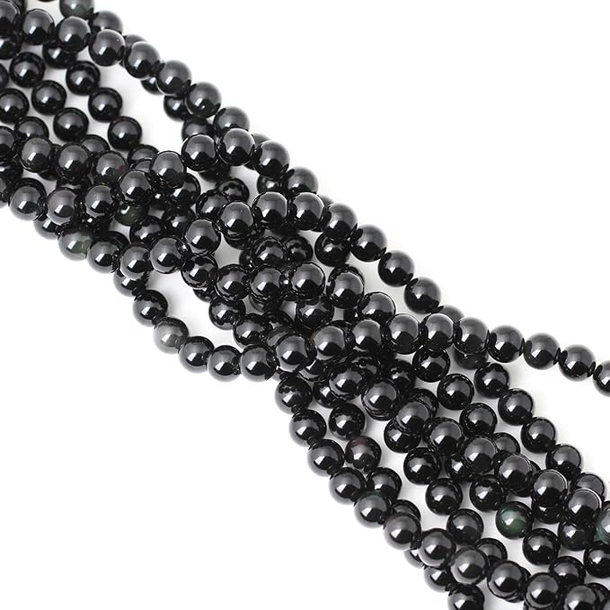 45PCS 8mm Natural Black Obsidian Gemstone Round Loose Beads Crystal Energy - Image 4