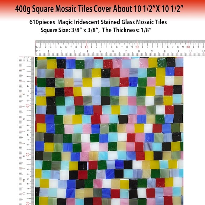 610 Pieces Iridescent Square Glass Mosaic Tiles - Image 6