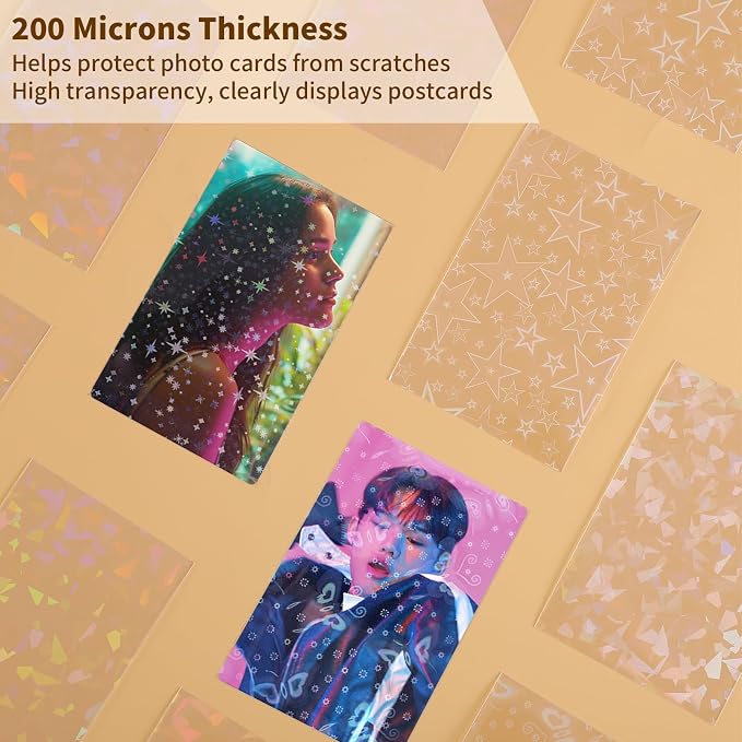 400 Pcs Kpop Photocard Sleeves Holder 58 x 89 mm, Laser Flash Card Covers | - Image 5
