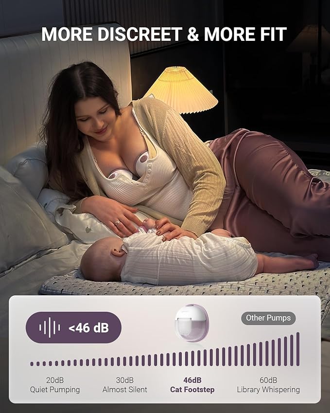 Heated Wearable Breast Pump, Industry-Leading Heating Tech, Innovative Magnetic Charging Cable, App Control, Anti-dust Cover, Hospital-Grade Suction, 1 Pack