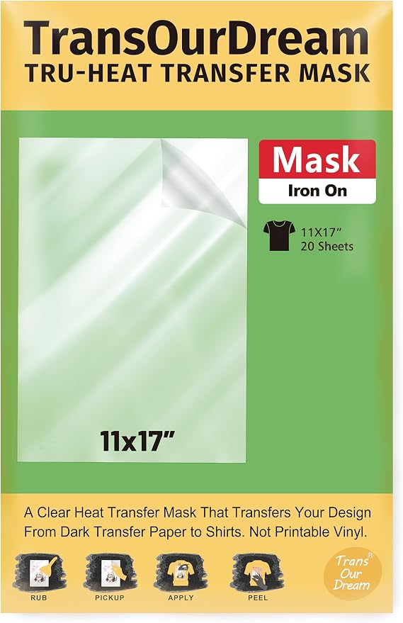 TransOurDream Heat Transfer Mask & Iron on Tape- Iron-On Clear Positioning Film by TransOurDream