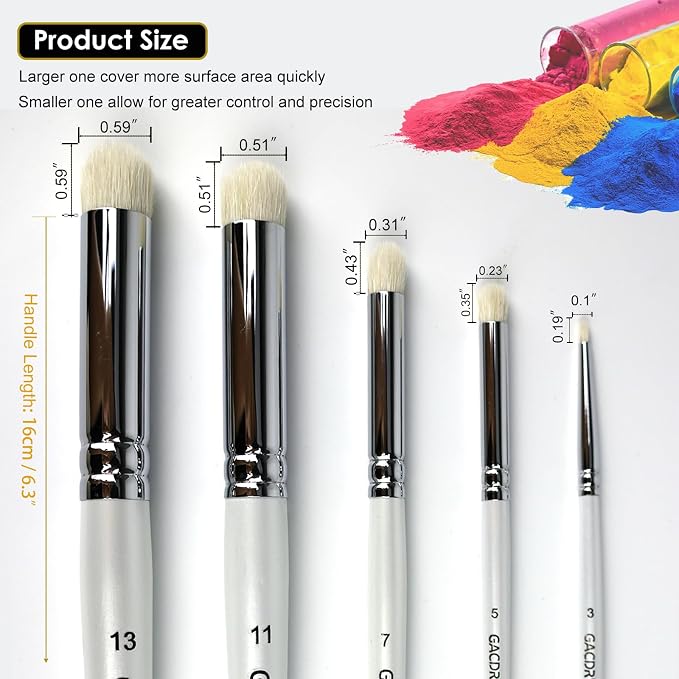 GACDR Dry Brush Miniature Painting, 5 Sizes Drybrush Set - Image 2