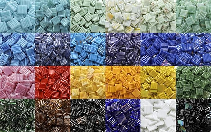 Lanyani 3/4 inch Metallic Glass Mosaic Tiles Variety Mix Color Vitreous Square - Image 7