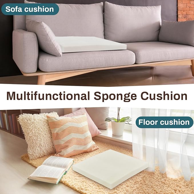 Frienda 2 Pack 2" x 17" x 17"Upholstery High Density Foam Cushion Replacement - Image 6