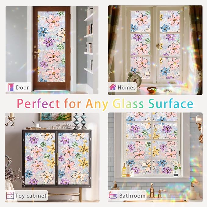 Daisy Flower Stained Glass Window Film Static Cling - Image 7