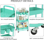 JIUYOTREE 3-Tier Plastic Rolling Storage Cart Utility Cart - Image 7