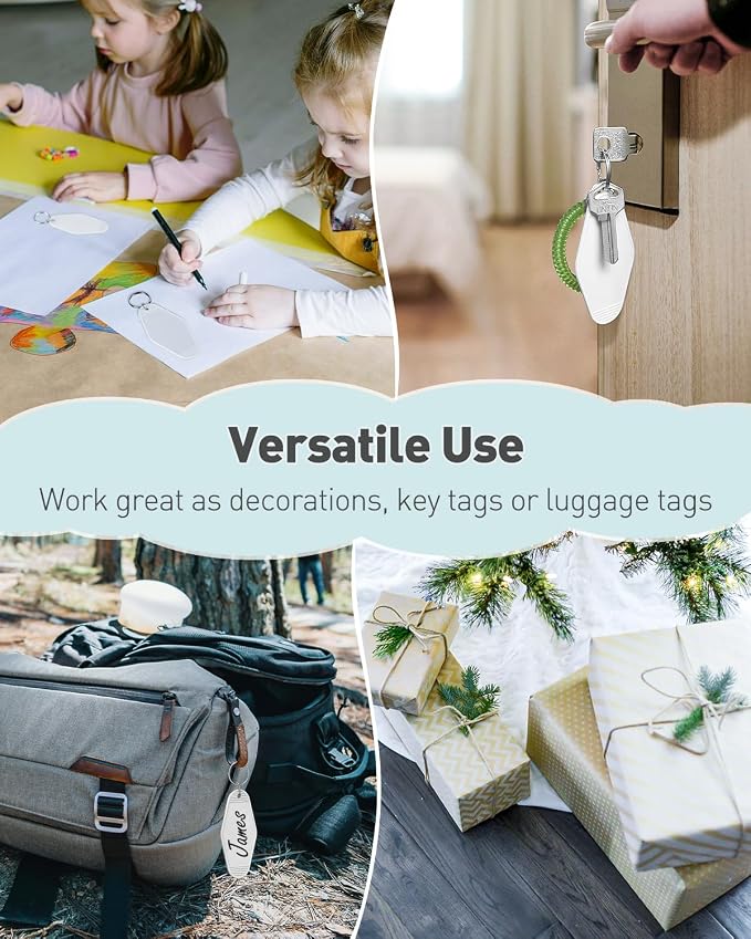 Uniclife 10 Pcs Blank Hotel Keychain Tags, Vintage Motel Keychain - Image 7
