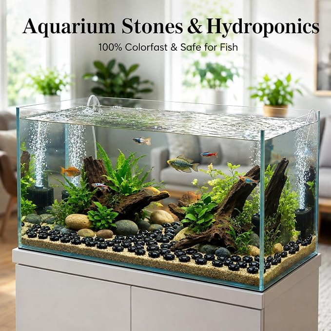 ARSUK Flat Marbles Black Vase Filler Glass Pebbles – Decorative Glass Beads - Image 4