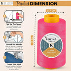 AK Trading 4-Pack Fuchsia All Purpose Sewing Thread Cones of High Tensile - Image 2