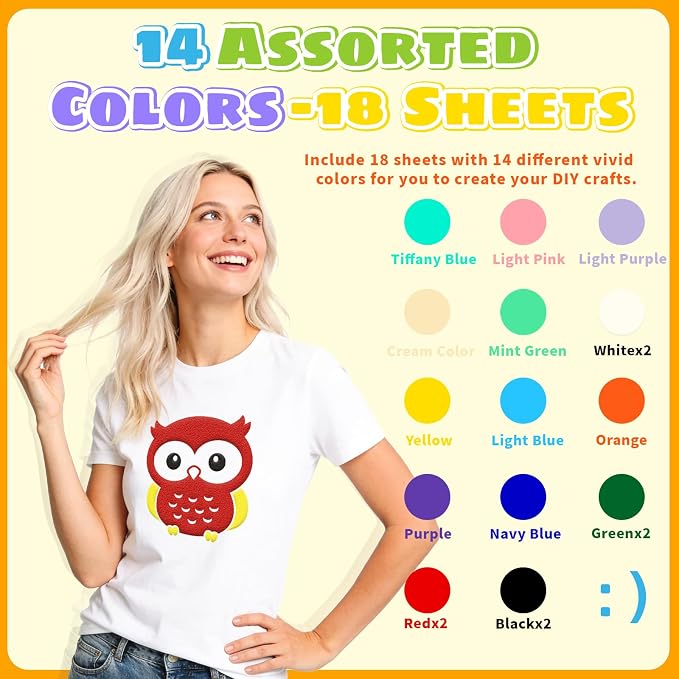 Puff Vinyl Heat Transfer-18 Pcs Puff HTV Heat Transfer Vinyl Sheets Assorted - Image 5