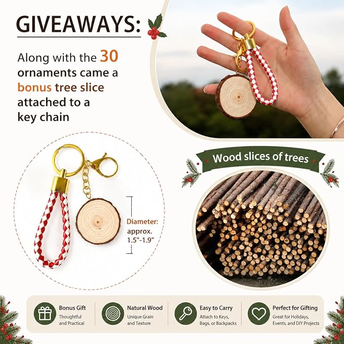 SENMUT Wood Slices 30 Pcs 3.1-3.6inch Natural Rounds Unfinished Wooden Circles - Image 5