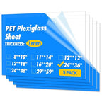Art3d 5-Pack of 24×36" PET/Plexiglass Sheets, Transparent Clear Flexible by Art3d