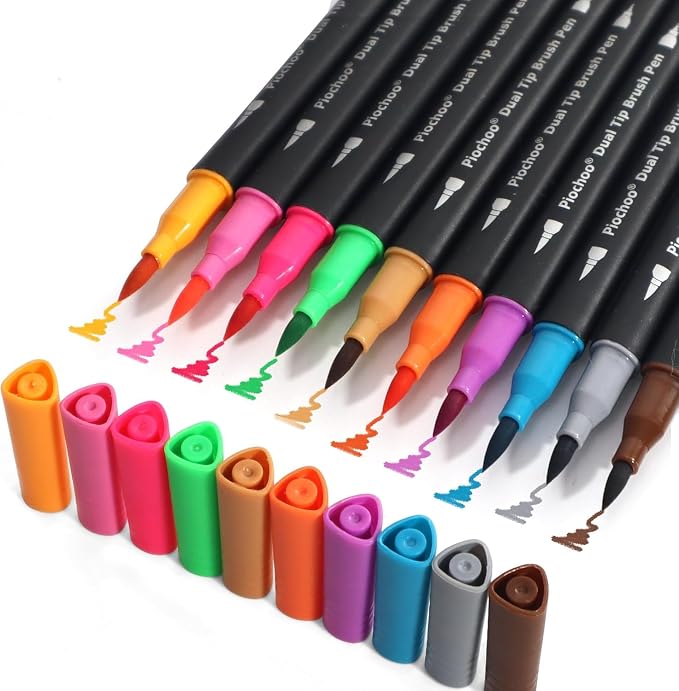 Piochoo Dual Brush Markers, 60Colors Markers - Image 3
