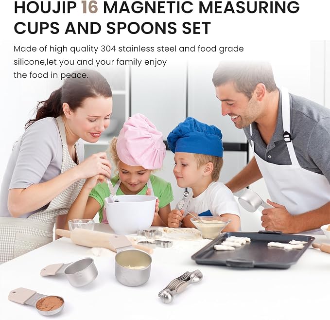 Magnetic Measuring Cups and Spoons Set-Heavy Duty 304 Stainless Steel，Double - Image 3