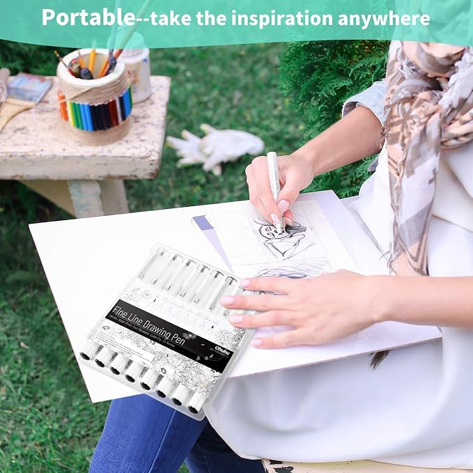Ohuhu Fineliner Pens Micro Drawing Pens: 8-size Tips Waterproof Pigment Black - Image 9