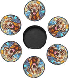 Drink Coaster Set of 6, Labrador Retriever Dog Mom Lover Gift, Leather Drink - Image 4