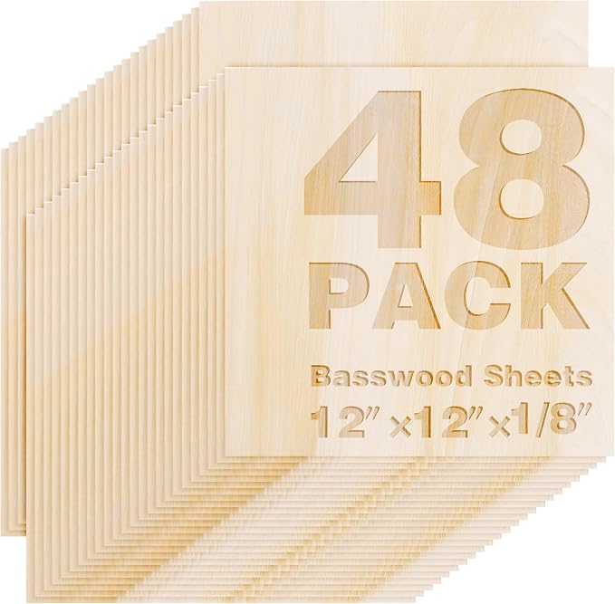 Basswood Sheets 12"x12"x1/8", 3mm Basswood by Unknown