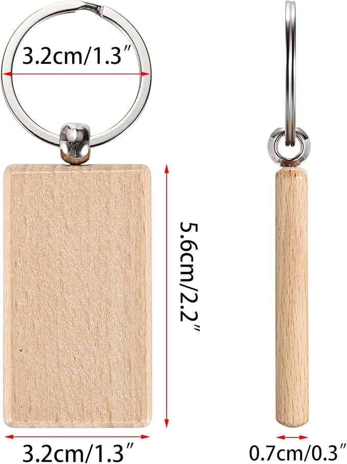 JUXYES 200 PCS Unfinished Wooden Keychain Blanks - Image 2