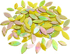 120 Pcs Iridescent Yellow Petal Mosaic Tiles, Hand cut Stained Glass Petals by KALUCION