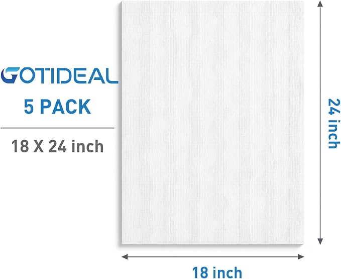 GOTIDEAL Stretched Canvases for Painting, 18x24" Inch Set of 5, Primed White - Image 2