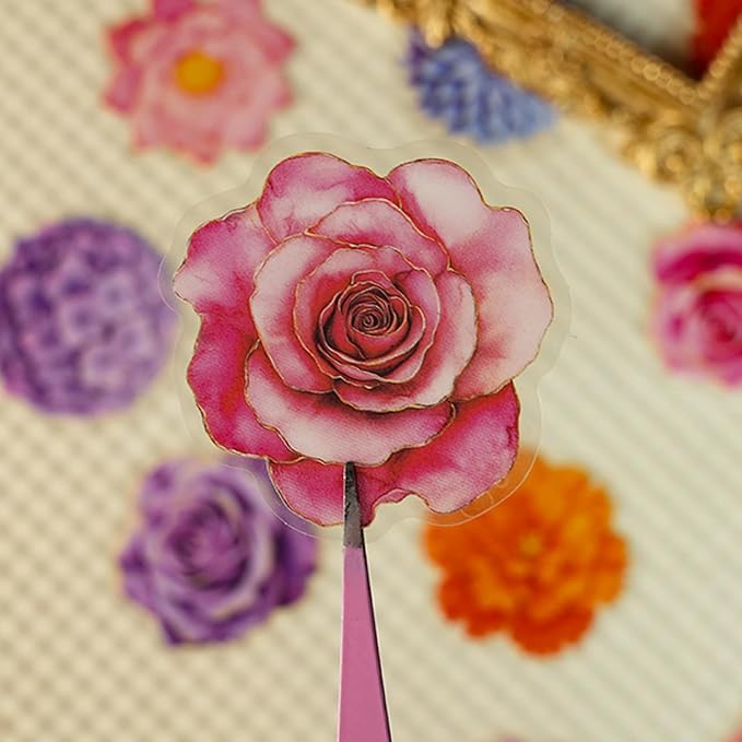 56Pcs Flower Stickers Transparent Aesthetic Flowers Stickers - Image 2