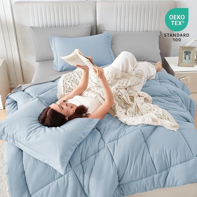 Sasttie Full Size Comforter Sets, 7 Pieces Reversible Bed in a Bag Full - Image 6