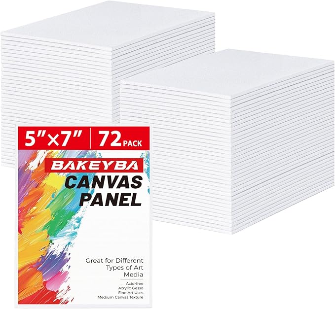 Canvas Boards for Painting 72 Pack, 5x7 Inch Panels, 100% Cotton White Blank by Unknown