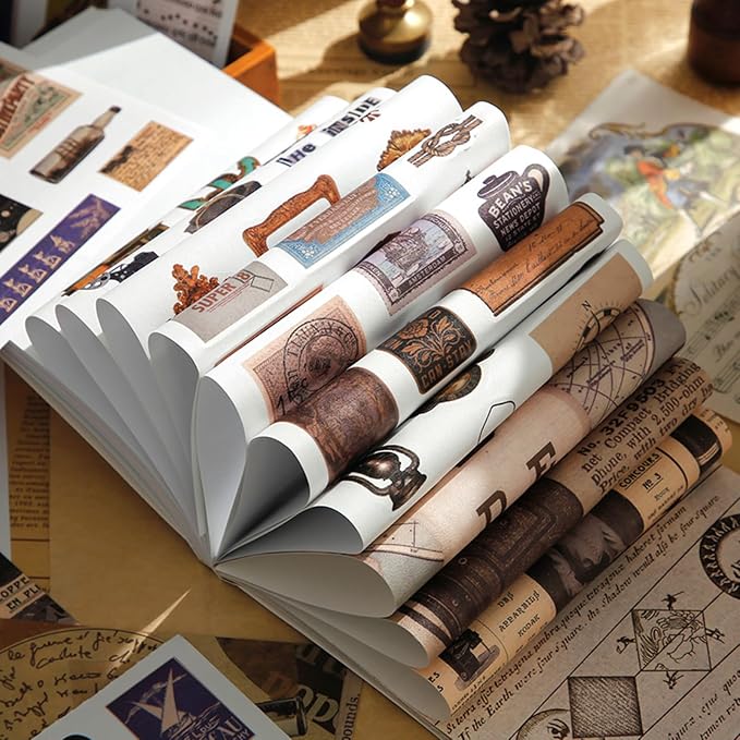 Vintage Aesthetic Stickers, 50 Sheets Washi Sticker Book - Image 3