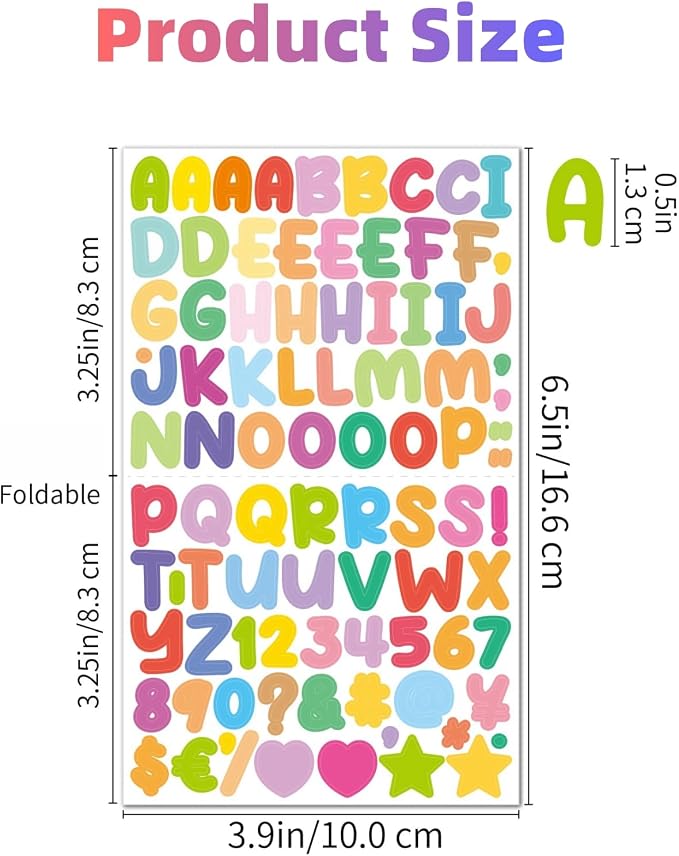 1800 Pieces 20 Sheets Small Letter Number Stickers, 1/2inch Colorful - Image 2