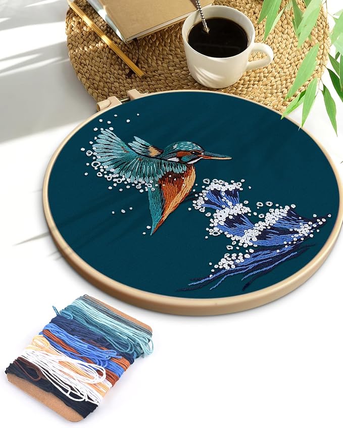 TINDTOP Embroidery Kit for Beginners Adult, Kingfisher Embroidery Kit for - Image 7