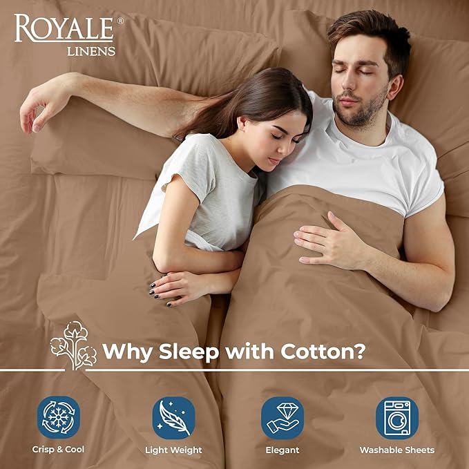 Royale Linens 100% Organic Cotton King Flat Sheet Only - Image 3