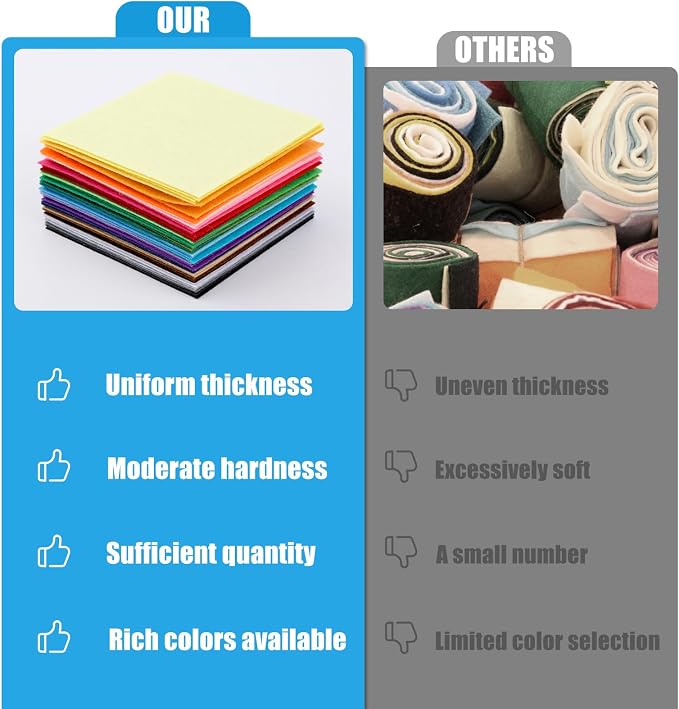 45 Pcs Assorted Felt Sheets Felt Fabric 4"x4" Stiff Felts Craft Squares - Image 4