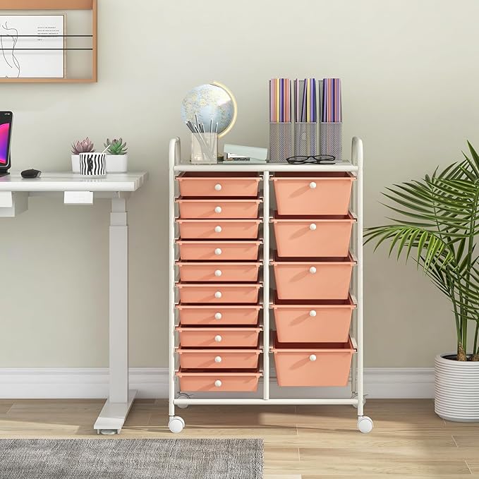 Giantex 15 Drawers Rolling Cart, Classroom Organizers, Storage Cart - Image 2