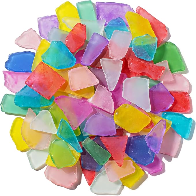 Keedolla Sea Glass for Crafts - 10 OZ Colorful Flat Frosted Seaglass Pieces by Keedolla