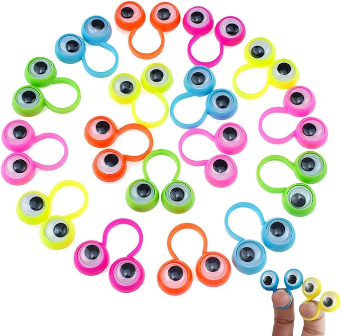 100 PCS Eye Finger Puppets Toys Set, Wiggly Eyeball Finger Puppet Eye On Rings by Aruytps