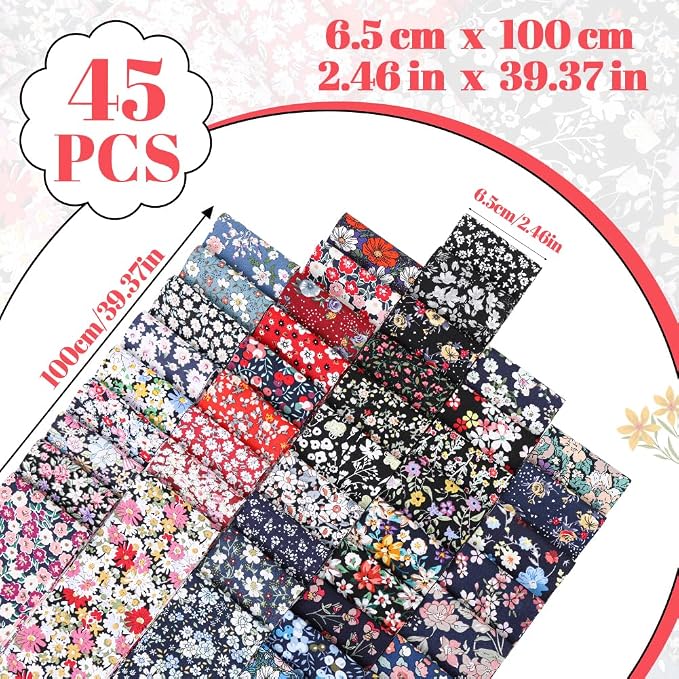 45PCS Fabric Jelly Rolls, Jelly Roll Fabric Strips - Image 2