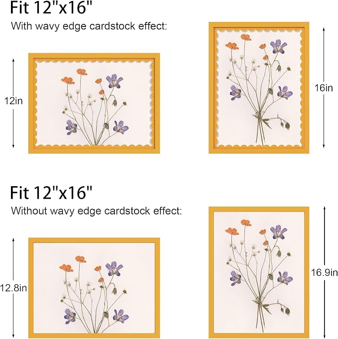 12x16 Picture Frame with Wavy Mat, Wooden Real Glass 12 x 16 Photo Frame - Image 3