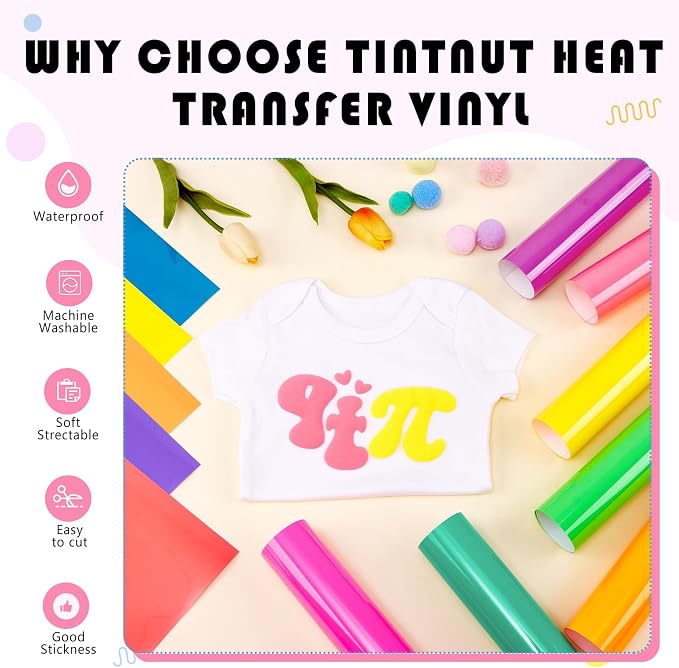 Tintnut Multicolor Neon Puff HTV Vinyl, easy cut & weed, stretch washable - Image 3