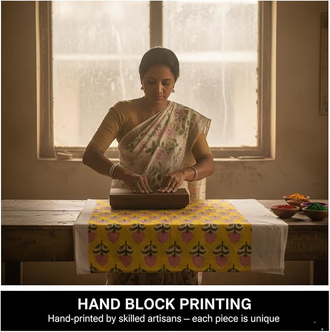 E-Tailor® Hand-Block Printed Pre-Cut Floral Cotton Fabric - Image 5