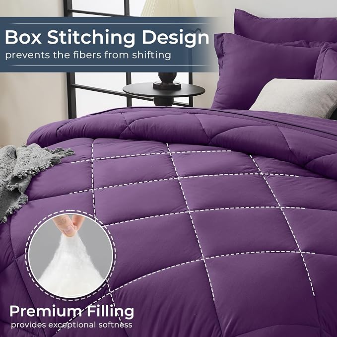 HEVUMYI Grape Purple California King Comforter Set - Image 4